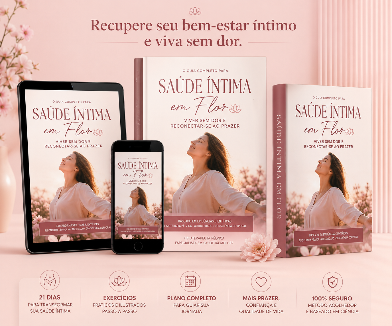 E-book Saúde Íntima em Flor em laptop, tablet, celular e Kindle